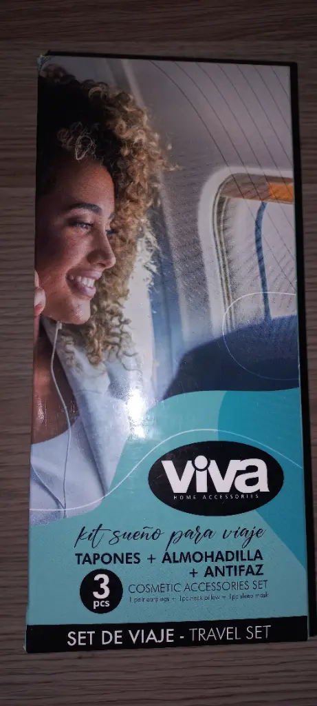 Set de Viaje 3 piezas | Par tapones para los oidos | Almohada para el cuello | Antifas para Dormir