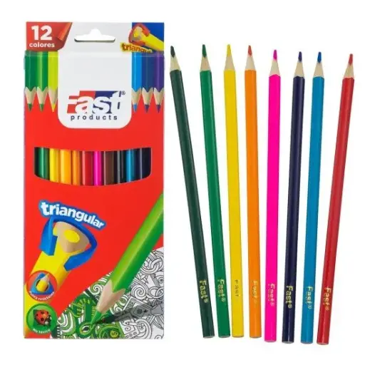 CRAYON DE MADERA FAST 12COL LARGO TRIANGULAR