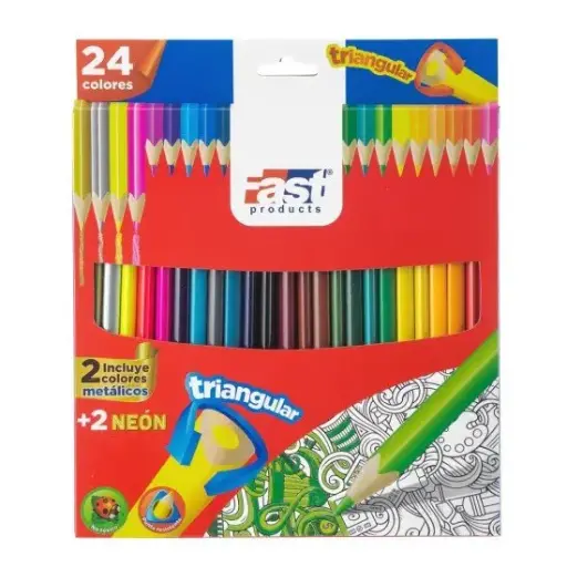 CRAYON DE MADERA FAST 24COL LARGO TRIANGULAR