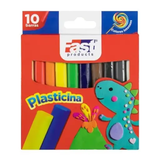 PLASTICINA FAST 180G CX10 BARRAS DE COLORES