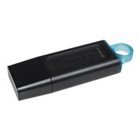  Memoria USB De 64GB, Color Negro/Celeste, Exodia Kingston