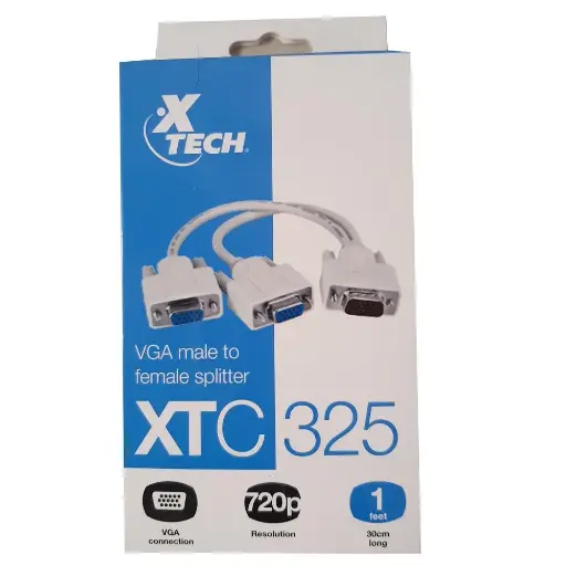 Conector Múltiple VGA Macho a Hembra Para Monitor, XTC-325 Xtech
