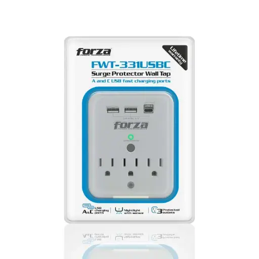Forza Surge Protector Wall Tap FWT-331USBC